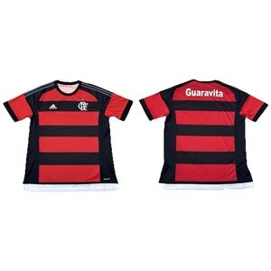 NEW Adidas CR Flamengo Guaravita Home Jersey 2015 Red Black Climacool Men's XL